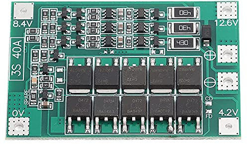 Lithium Battery Protection Board, 3S 12V 20A Multi-Protectional Li-ion Battery Protection Board PCB BMS Module Overcharge Overcurrent Short Circuit Protection with Balance Charging