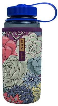 Sok It Botl Sok Reusable Neoprene Insulator Sleeve Holder for Cold Drinks in Water Bottles (Succulents, Fits 16oz Water Bottles)