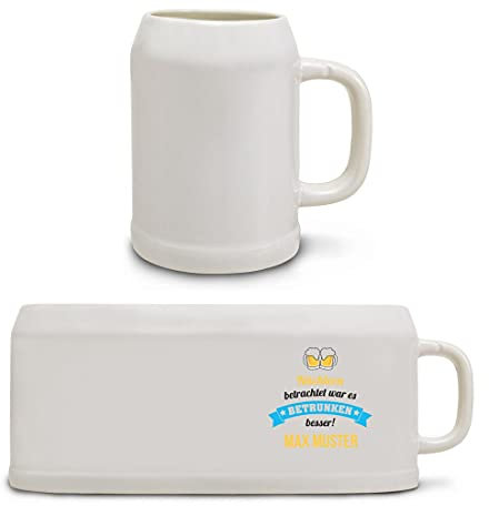 Manutextur Bierkrug mit Namen - personalisiert - Motiv Nüchtern betrachtet - viele Motive - Bierkrug - Größe 18x8,4 cm - persönliches Geschenk mit Wunsch-Motiv und Wunsch-Name