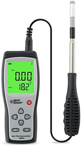 RaeSung AR866A Thermo-anémomètre à fil chaud Testeur de débit d'air Compteur de vitesse du vent Anémomètre Film chaud Testeur de vitesse du vent et de température du vent 0,0-30 m/s