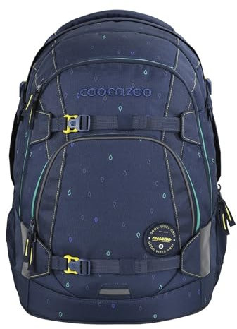 coocazoo Schulrucksack Mate „Happy Raindrops”, blau, ergonomischer & anpassbarer Tornister, höhen- & größenverstellbar, mit Brustgurt & Hüftgurt, leicht & individuell, ab der 3. Klasse