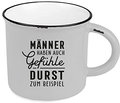 Kaffeetasse vintage| Keramik Becher zum verschenken | 400 ml | Männer haben auch Gefühle