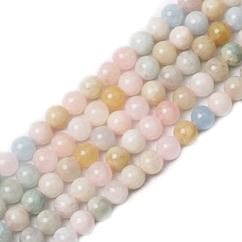 60-65pcs 6mm Morganite Gemstone Round Natural Stone Loose Beads Smooth for DIY Bracelet Necklace Jewellery Making, 1 Strand 15.5