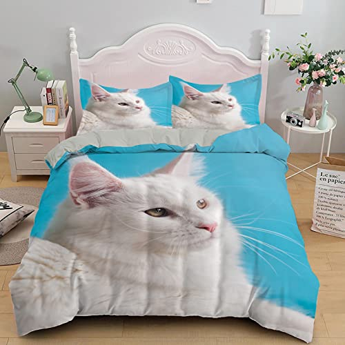 ZAHOCAI Bettwäsche 150x200 Hellblauer Angora + 2 Kopfkissenbezug 80x80 cm - Mit Verdecktem ReißVerschluss BettwäSche-Sets - Weiche Und Angenehme Schlafkomfort BettwäSche FüRs Bett