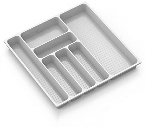 TIENDA EURASIA - Organizador Cubiertos para Cajon Cocina, Bandeja Cubiertos con Separador Cubiertos, Cobertero para Cajon Blanco (45 x 45 cm)