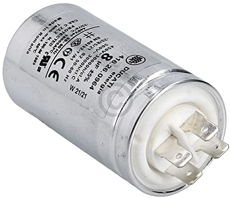 ensipart Kondensator 8µF 450V kompatibel wie gorenje 267659, gorenje 350366, Bauknecht 482000030182 für Geschirrspülmaschine Wäschetrockner Waschmaschine