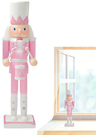 astound Schiaccianoci rosa, 30 cm, decorazione natalizia con strass | Soldati schiaccianoci in legno, personaggi festivi da collezione per decorazioni invernali da tavola di Natale