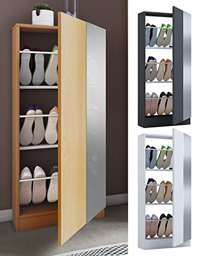 VCM Holz Schuhschrank Schuhkommode Schuhregal Schuhständer Fulisa L Spiegel Anthrazit