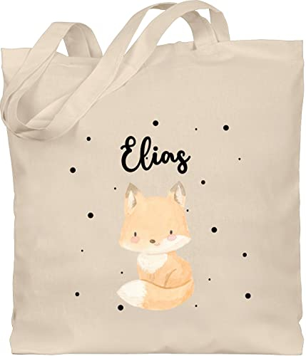 Baumwolltasche - Tiere - Süßer Fuchs - Unisize - Naturweiß - personalisierter beutel kindergarten personalisierte tasche kinder tier kita stoffbeutel stofftasche kindergartenbeutel tieren name