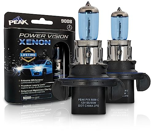 PEAK 9008 Power Vision XENON Bright White 65/55-Watt Headlights, Pack of 2