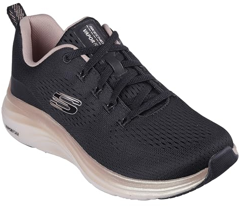 Skechers Espuma de Vapor, Zapatillas de Deporte Mujer, Malla Negra con Ribete de Oro Rosa, 37 EU