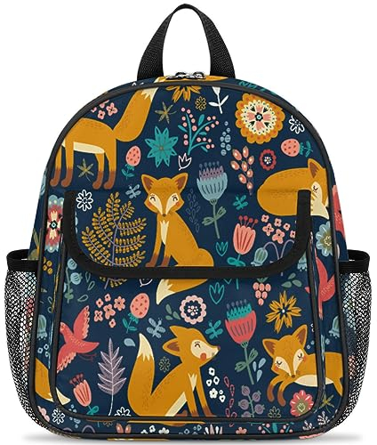 TropicalLife Bunte Fuchs Kinder Rucksäcke für Kinder Jungen Mädchen Fuchsmuster Kleinkind Rucksack Rucksack Schule Kita Bookbag, farbig, 13 L