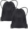 JFmall Drawstring Bags, Swim PE Bags Drawstring Gym Bag for Kids Adults String Swimming Sports Bag for School Sports Swimming Gym Travel, Black-2 Pack (BB-black 2)