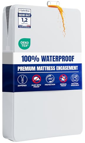 Premium Waterproof Mattress Encasement, Cot 60x120x15 cm, with Zipper