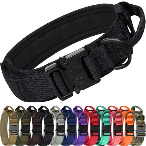 Joytale Tactical Dog Collar for Large Dogs, Traffic Control Handle, Black