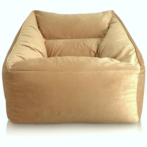 Aiire XXL Sitzsack Sofa Erwachsene - Relaxo Sitz Sack Sessel Design mit Füllung für Kuschelecke - Riesen Bean Bag Chair fur Gaming - Sitzsäcke aus Samt Gelb