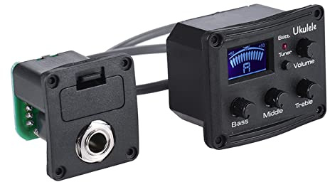 YIWENG Ukulele Ukelele Uke Piezo Pickup Preamp 3-Band EQ Equalizer-Tuner-System mit LCD-Display,Ukulele Pickup preamp