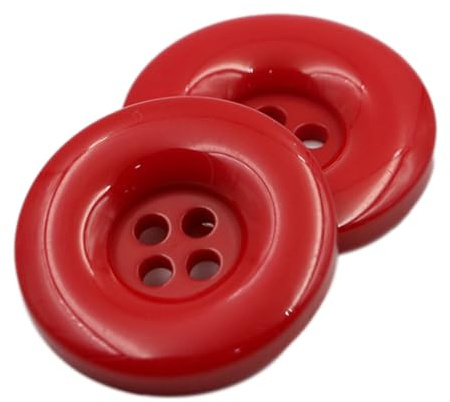 Whakano 10 Stück Dekorative Knöpfe aus Harz,Runde Knöpfe 4-Loch,Nähen Basteln von Dekorationen,für DIY Stricken Nähen Mäntel Kleidung Anzüge Jacke Malerei Scrapbooking Geschenk Deko,Rot,38mm