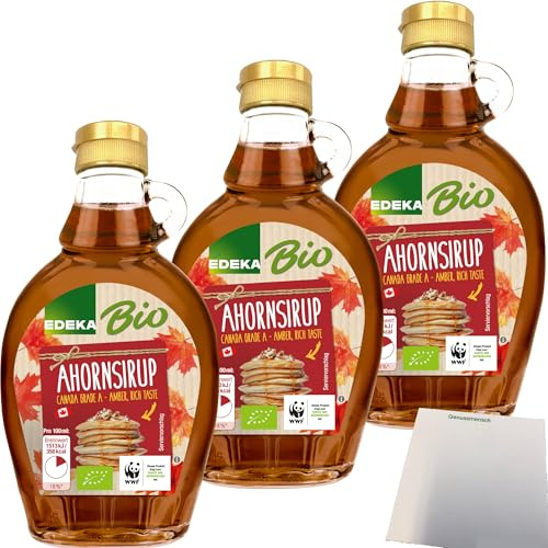 Edeka Bio Ahornsirup aus Kanada 3er Pack (3x250ml Flasche) + usy Block