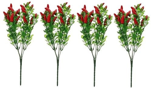 TOPBATHY 4 Stück Künstlicher Pfeffer künstlicher Chili-Strauß handgemachte Hochzeit Vasen Wohnkultur gefälschte Pflanze Simulationsanlage falsches Chili Süssigkeit Anlage