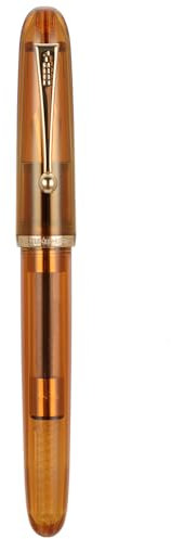 Jinhao 9016 Fountain Pen Medium Heartbeat Point, Dadao Series Transparent Amble Acrylic with Large Converter for Writing