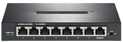 SOEWGAIJI Switch Ethernet VLAN a 8 Porte 100Mbps Hub di Rete 100BASE-T Splitter Internet Rilevamento Loop MDI/MDIX Automatico TL-SF1008VE (Color : UK Adapter)