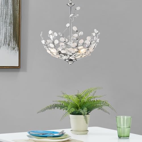 lux.pro Hängeleuchte Ampthill Pendelleuchte Deckenlampe dekoratives Design mit Kunstkristallen Hängelampe für Wohn- und Schlafzimmer 3-flammig E14 Chromfarben