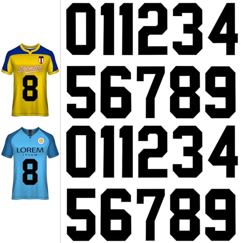 22 Sheets Large Iron on Numbers for Jersey - Black Heat Transfer Numbers 0 to 9 for Fabric Clothing, Sports T-Shirts, Vest, Football, Basketball, Baseball Team