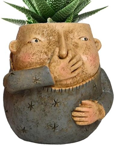 FmtwPhn Grande portavaso con testa, con faccia da ragazza, grazioso vaso per piante grasse con design a pinch e naso – con testa interna in vaso per piante grasse per ragazzi e ragazze per carta da