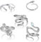 Yuanchu Vampir Ring für Frauen Schlangenring, Punk Schlangenringe 5 Stück Offene Verstellbarer Gothic Silber Vintage Fingergelenk Stapelbare Ringe Schlangen Schmuck Silber Gifts für Halloween Party