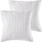 Pure Label 2er Set Mako Satin Damast Streifen Kissenbezüge 50x50 cm aus 100% Baumwolle in weiß| Traumhaft weiche Deko Kissen passend zu unseren Bettwäsche Sets