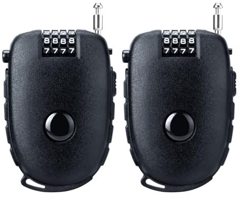 JAGASOL Motorcycle Helmet Lock, 4 Digit Combination 27.5 Inch Retractable Cable Lock for Snowboard, Bike Luggage Backpack Scooter Suitcase Ski, Small Multi-Function Secure Lock for Travel, Black 2 Pcs