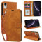 GOTOURED for iPhone XR Phone Cases Wallet, RFID Blocking 4 Card Slots, Wrist Strap, Kickstand, Magnetic, Shockproof Protective Soft Leather Flip Case for iPhone XR Cover 6.1 inch (Brown)