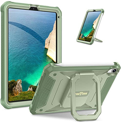 Fintie Étui pour iPad Mini 7 (A17 Pro, 7e génération) 2024/iPad Mini 6 (6e génération) 8,3, avec anneau Magic Tuatara, rotation à 360 degrés, robuste, antichoc avec protection d’écran, vert