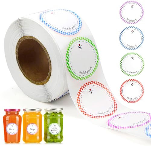 Marmeladen Etiketten Selbstklebend Klebeetiketten Etiketten zum Beschriften 600 Stück Homemade Gewürzgläser Geschenk Aufkleber Selbstgemacht für Beschriftung Vorratsdosen Geschenktüten (Runden)