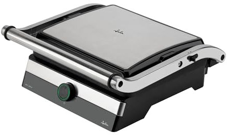 JATA JEGR1596 - Parrilla Electrica y Grill con placas rayadas antiadherentes de 29 x 23,6 cm. 2000 W. Cocina todo tipo de alimentos. Apertura 180º. Tapa superior basculante. Bandeja recogesalsas