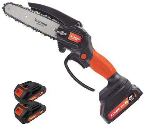 Altuna - Motosierra a Batería 21V con Cadena de Titanio - 800W Potencia - Capacidad de Corte 150mm - Incluye 2 Baterías de Litio - Ligera y Compacta - Maletín y Accesorios Incluidos - AF 150
