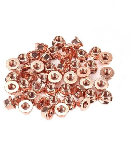 Generic 50PCS Car Exhaust Manifold Lock Nuts Copper Plated M8x1.25