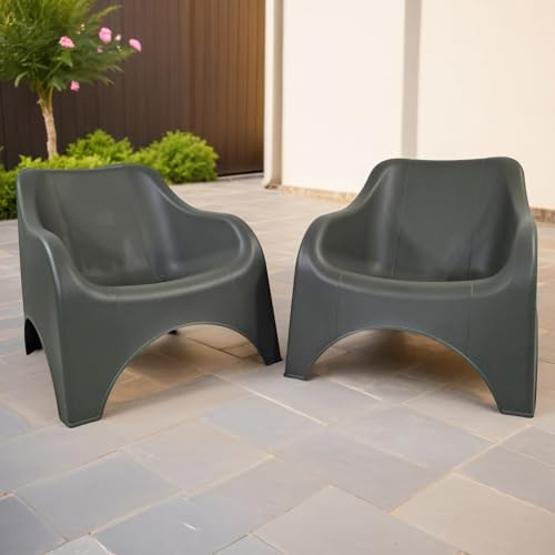 VERONA RELAX, Sturdy, Stacking Garden Furniture, Low, Resin, Plastic Chair in Ocean Green Pack of 2