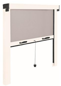 Mosquitera enrollable con marco 120x140cm fabricada en fibra de vidrio y aluminio color blanco y negro