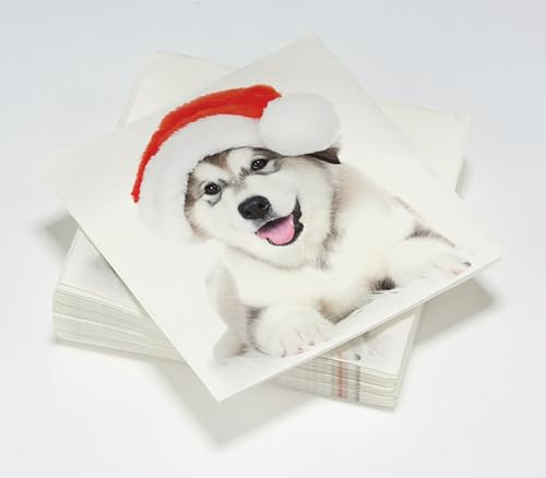 20 Servietten Husky Weihnachten Watte 3-lagig – 33 x 33 cm