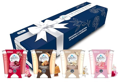 Glade Confezione Regalo, 4 Candele Profumate, in 4 Fragranze Diverse | Idea Regalo per Occasioni Speciali, 4 Fragranze Esclusive