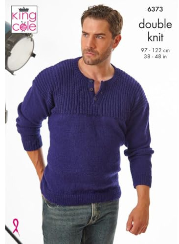 King Cole DK Knitting Pattern Pamphlet - 6373 Men's Sweaters (2 Designs)