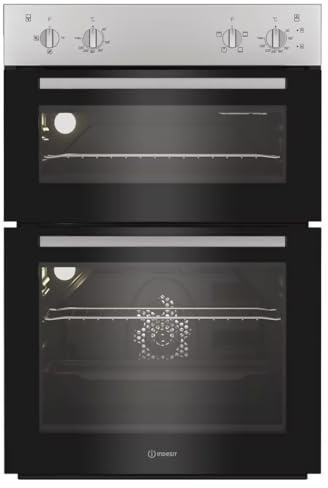 Indesit DII 10N S Built In Electric Fan Double Oven – Silver – 66L main oven, 42L secondary oven, fan assisted cooking, grill function, easy clean enamel, built-in kitchen appliance