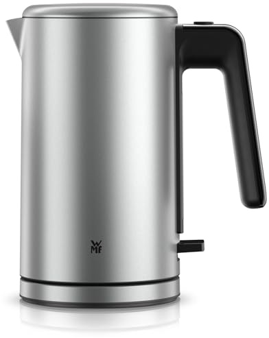 WMF Lono Silk Edelstahl Wasserkocher 1,6 L, kabelloser elektrischer Wasserkocher 2400 W mit Kalkfilter, 360°-Sockel, Anti-Fingerabdruck-Effekt, Einhand-Deckel & externer Wasserstandsanzeige