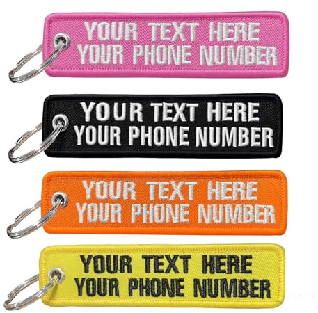 Porte-clés personnalisé, chaîne de clés personnalisée,numéro brodé personnalisé accessoires de bague de clé de tag de clés pour motos, scooters, voitures et cadeaux