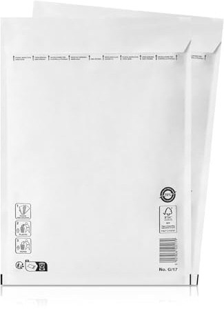 25stk Luftpolsterumschläge Polsterumschlag Versandtaschen Briefumschläge Luftpolstertaschen geeignet für für DIN A4+ / C4, Versandverpackung mit Selbstklebeverschluss G7(250 x 350 mm) 17/G, Weiß