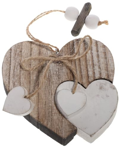 EPIGEIST Holz Herz Anhänger für Wand & Hochzeit | Aus Holz, filigranes Design, für Zuhause, Innenräume, Fenster, Party, 21×10×1.5 cm, hängende Dekoration