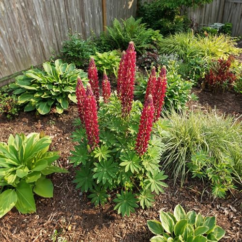 Bloomique - 6er - Set - Lupinus Gallery Red - Lupine - Winterhart - Mehrjährig - Höhe 10-20 cm - 9 cm Topf