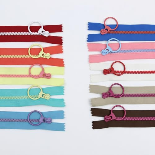 10 Stück 30cm Bunte Reißverschlüsse Zum Nähen, DIY Harz Coil Reißverschluss Mit Metallring Für Schneider Handwerk, Taschen Und Kleidung, Nähreißverschlüsse Für Kissenbezüge Und Kreative Projekte